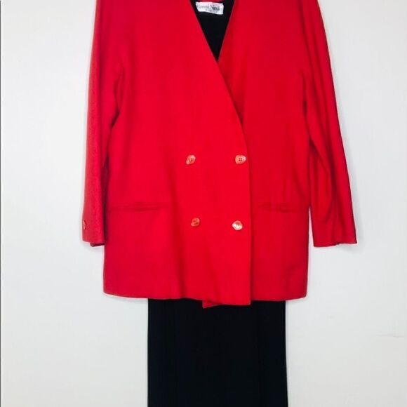 Ronni Nicole Skirt Set - Red Long Sleeve Blazer, Black Sleeveless Dress - Picture 3 of 12